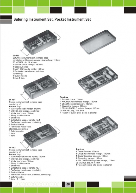 suturing instuments set, pockets instruments set